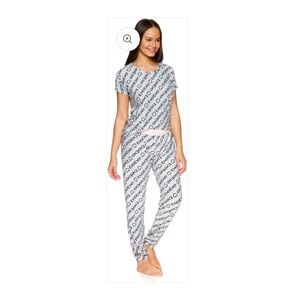 Bebe Monogram Pajama Set in Gray and Black
